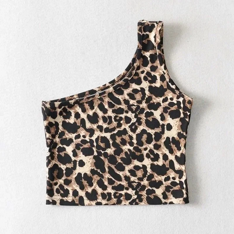 baby girls summer vest children leopard print irregular single shoulder hip hop jazz dance kids tops toddler 2 to 8 years