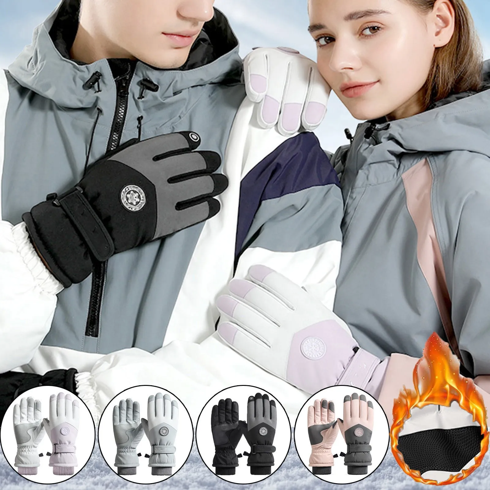 Winter Gloves Ski Gloves With Touchscreen Function Thermal Warm Snow Waterproof Snowboard Woman Men Fleece Lining Outdoor Gloves