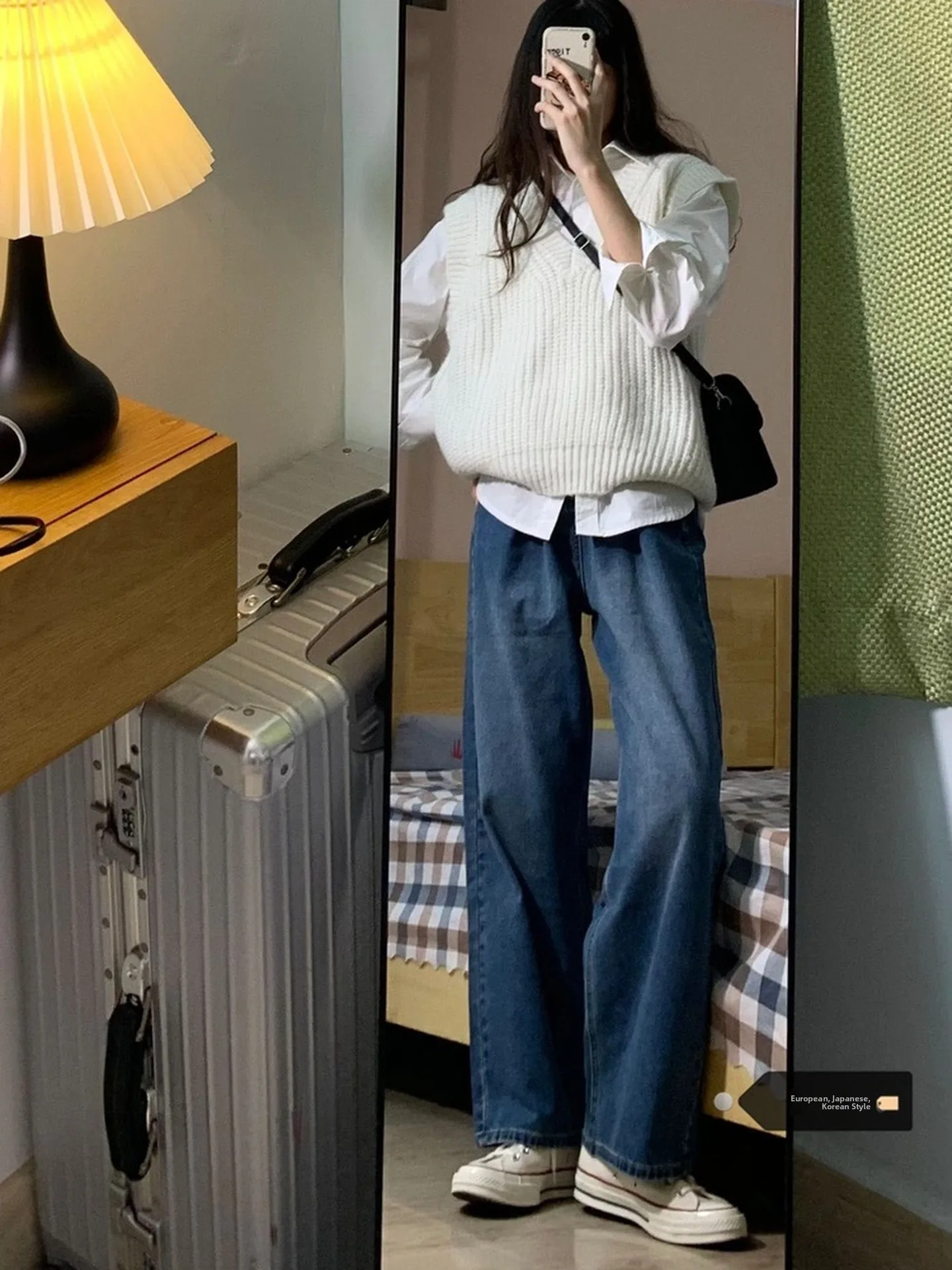 

High Waist Wide Leg Retro Washed Denim Jeans Women Loose Fit Straight Leg Floor Length Pants Summer New Style plus Size