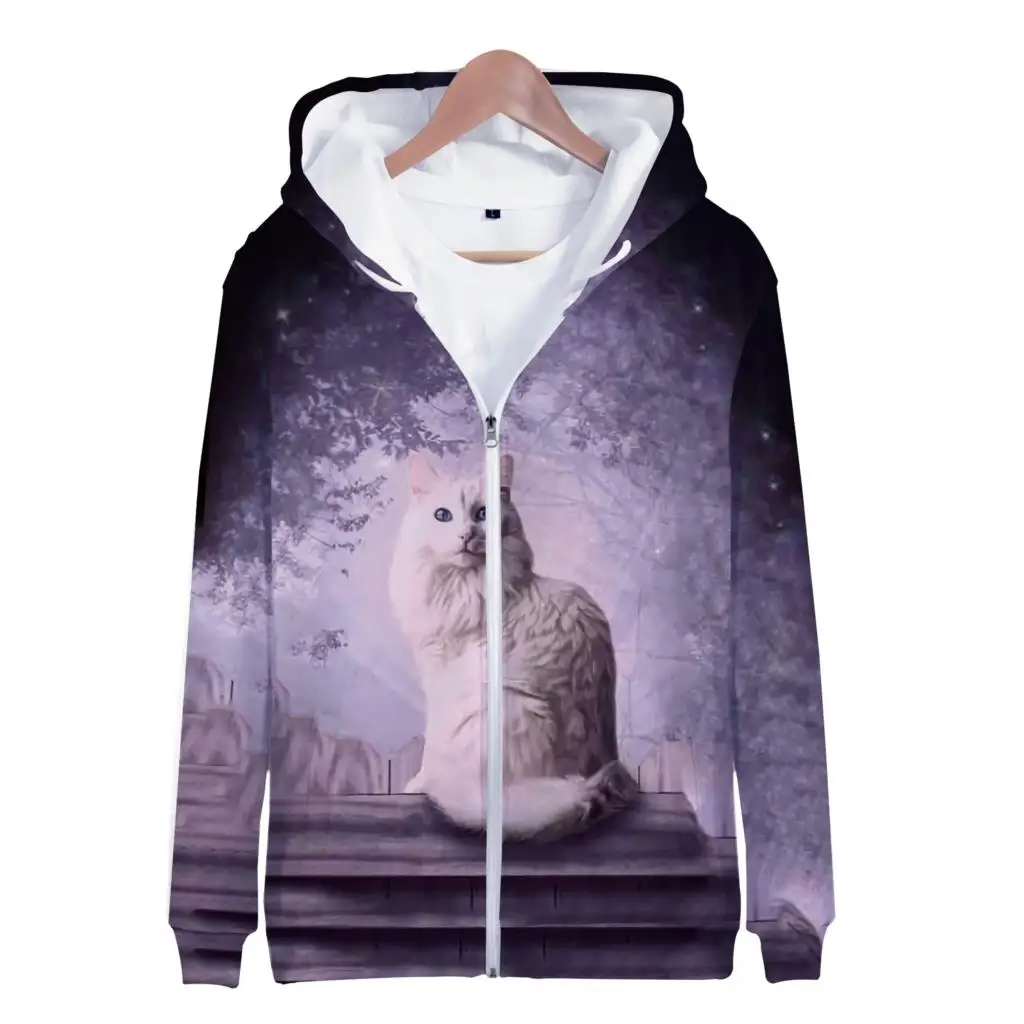 Hoodies Animal Kawaii Cat 3D Print Zipper Sweatshirts Boys Girls Sweatshirts kids Fashion Long Sleeve Oversized Hoodie Tracksuit