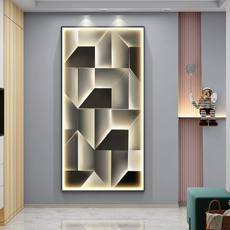 Modern Lattice Interior Painting Led Wall Lamp With Switch For Porch Aisle Living Room Kitchen Hanging Painting Home Decoration