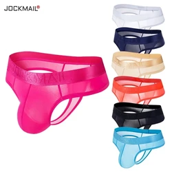 JOCKMAIL-ropa interior Sexy de seda de hielo transparente para hombre, Bikini ultrafino de cintura baja con bolsa para pene, tangas Gay