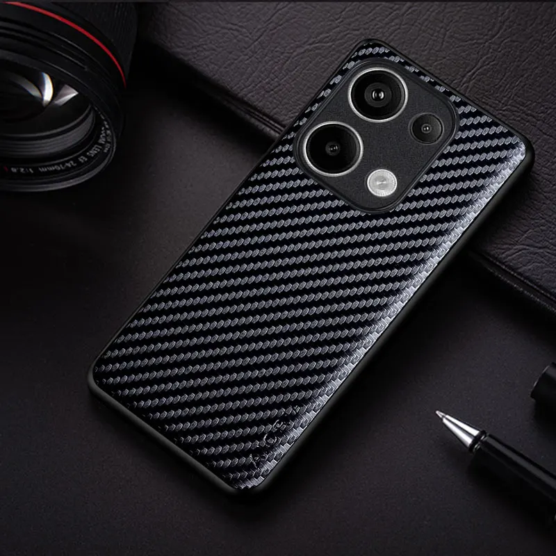 Carbon Fibre Shockproof Slim Case for Xiaomi Poco M6 Pro 4G Non-Slip Full Body Protective Phone Case