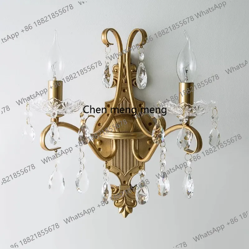 European light luxury living room background wall crystal wall lamp modern corridor aisle staircase
