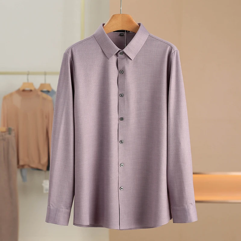 

Мужская рубашка из модала и лиоцелла с длинным рукавом, бесшовная, в клетку, деловой стиль, стандартный крой, весна 2026, новинка, бренд XKING