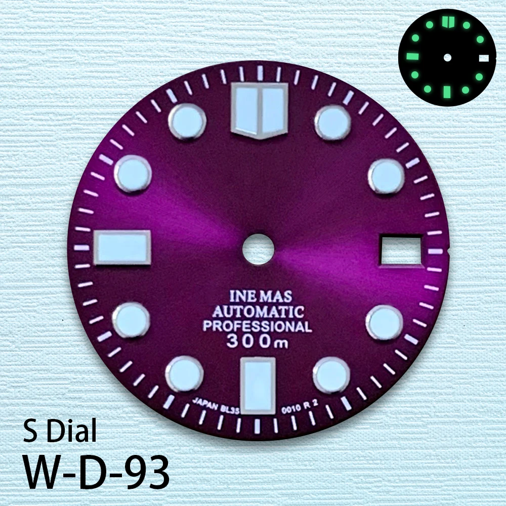 28.5mm S Logo Enamel Dial Suitable for NH35 Japanese Movement Green Luminous Sunray High Quality Watches Modified Accessories