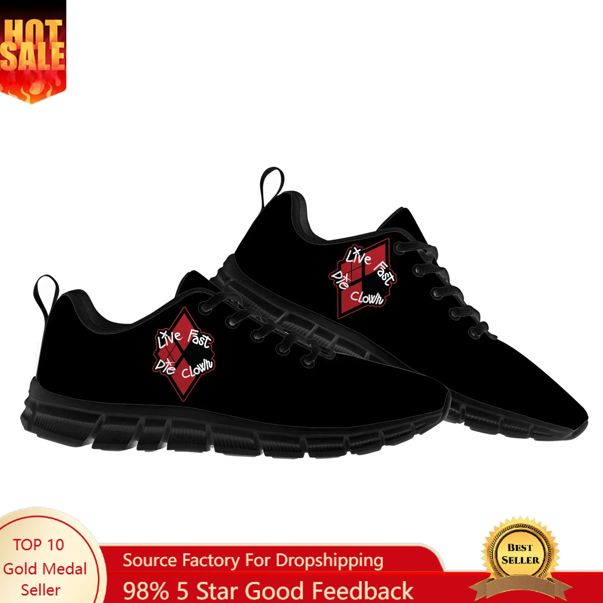 

Live Fast Die Clown Sports Shoes Men Womens Teenager Customized Sneakers Casual Custom Made Shoe Couple Shoes