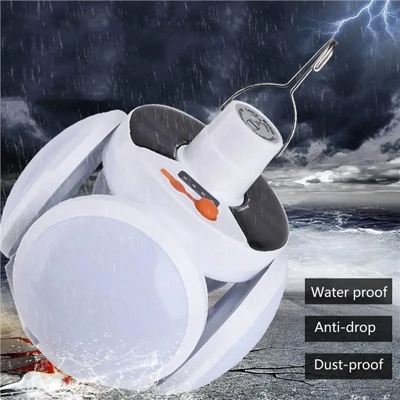 ABSS-2X Camping Lantern With Hook, Waterproof LED Emergency Light - Solar Charging, Solar Lights 5 Light Modes