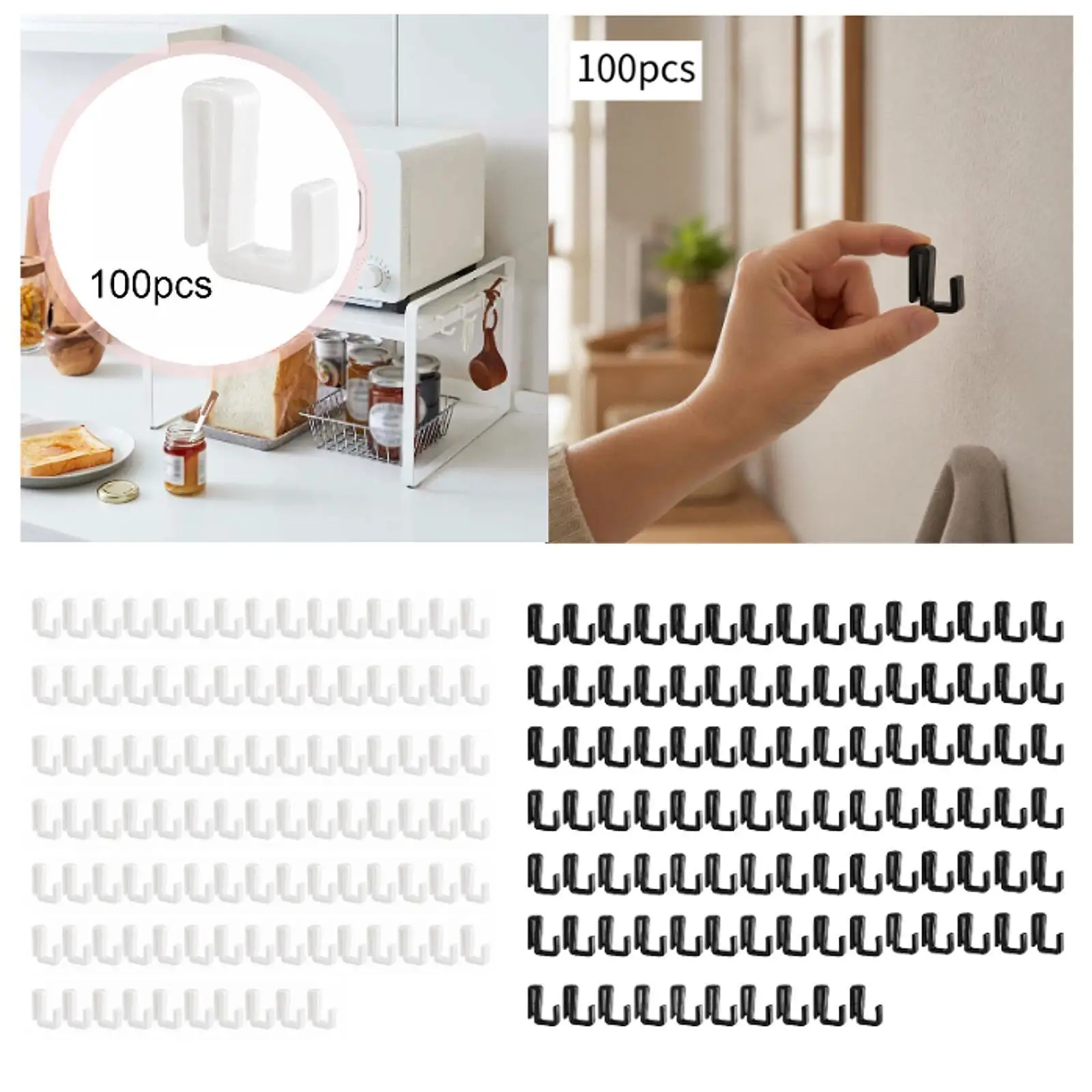 

Clip on Cabinet Hook PP Material Utility Hanger Wire Shelf Bathroom Hook for Toilet Kitchen Storage