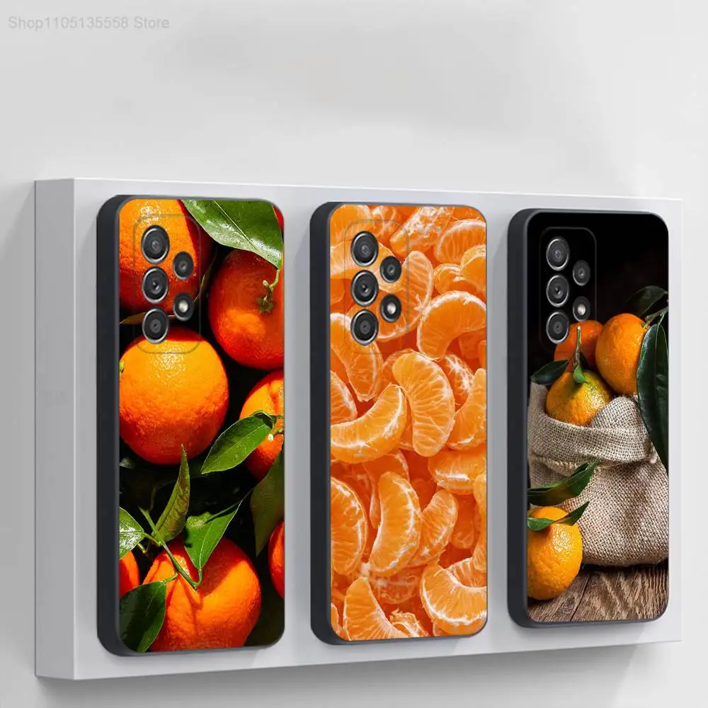 

Fruit Mandarin Phone Case For Samsung S 25,24,23,22,30,21,10,9,Ultra,Plus,Lite,FE,4,5G Black Soft Case