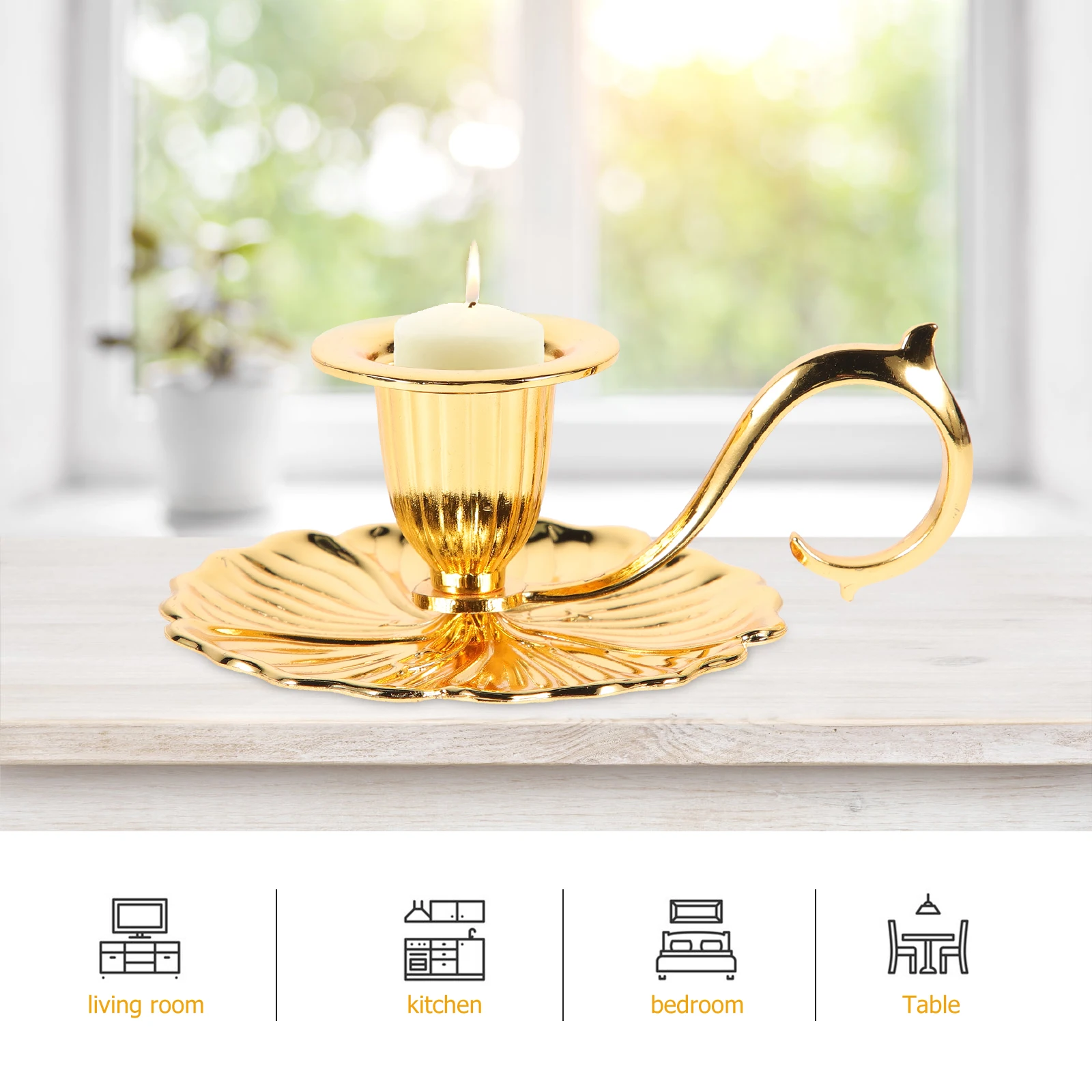 

Vintage Cup Holder Retro Zinc Alloy Pillar Candles Stand Decorative Metal Candlestick Ornament Table Centerpiece