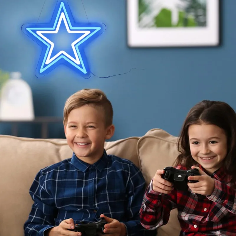 Imagem -03 - Cowboys Football Team Neon Sign Led Light Cowboys Room Decor Estrela Neon Light Gaming Fan Aniversário Usb Powered 12.8 x 12