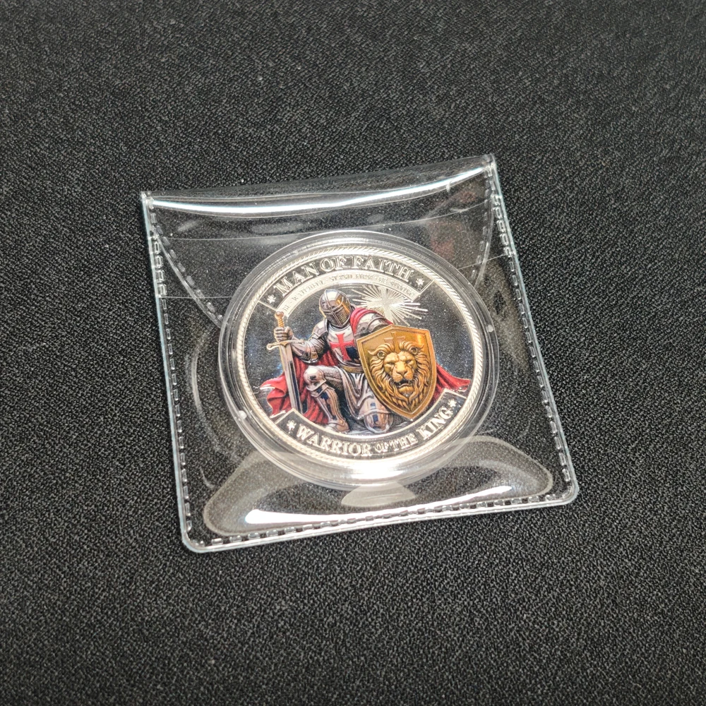 Silver Templar Knight Challenge Coin Man of Faith Lion of Judah Christian Religious Collectible Coin Gift For Christian Men view 4