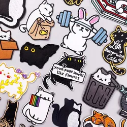 Cartoon Rainbow Cat Embroidered Patches on Clothes DIY Animal Applique Clothing Thermoadhesive Patches For Clothing Stickers