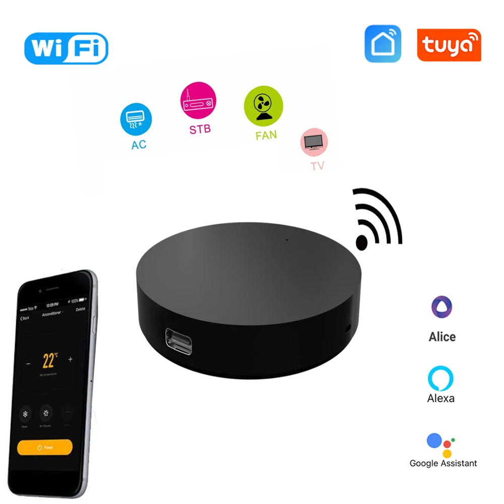 Tuya WiFi IR Smart Remote Control Universal Smart Infrared Remote Control for TV DVD AUD Via Alexa Alice Google Home Smart Life 