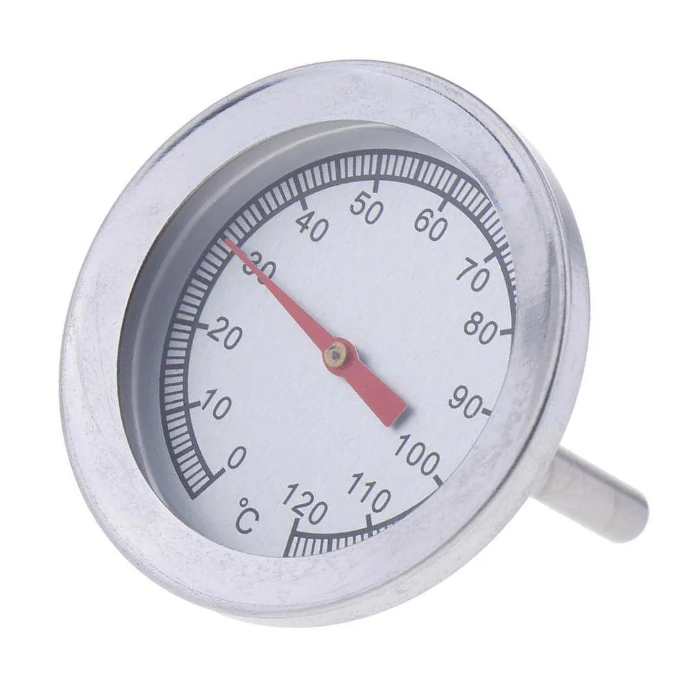 Dial Pointer Thermometer 0-120 ℃ Barbecue Charcoal Frying Silver Smoke Stainless Steel Temperature Measurement