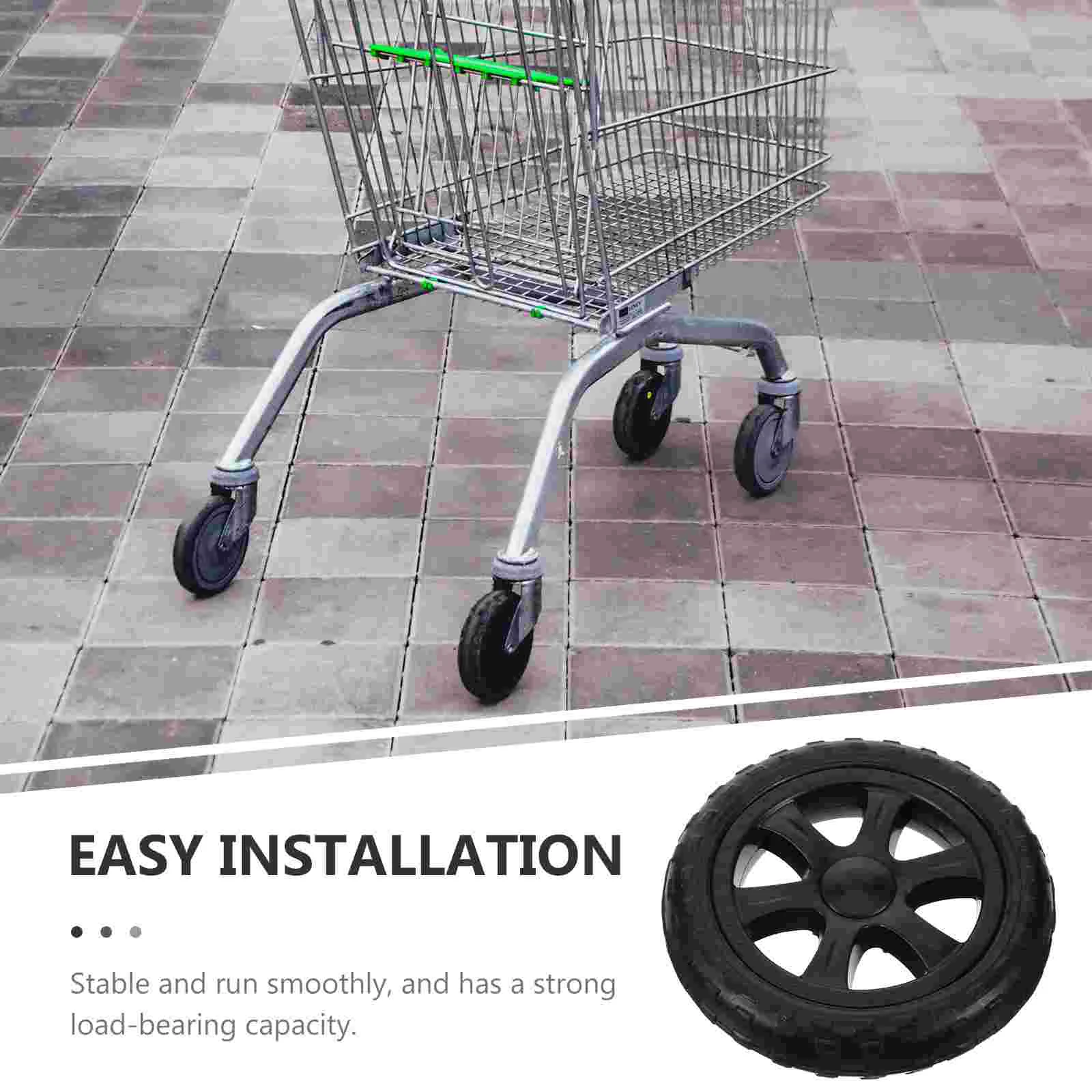 2 Pcs Shopping Cart Wheels Replacement Kit for Carts Basket Heavy Duty Grocery Trolley Collapsible Push