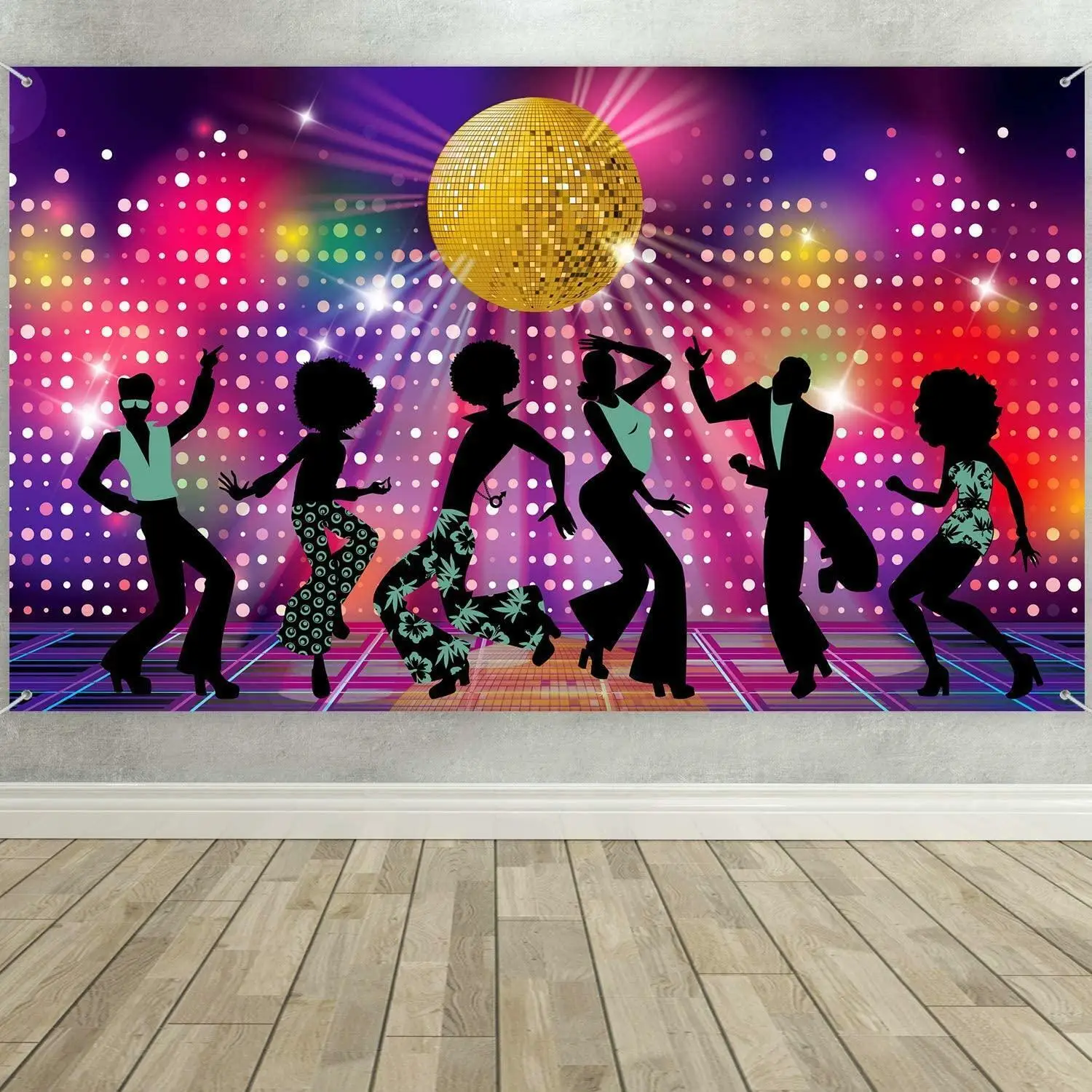 Easy To Hang Disco Theme Party Background Banner Retro Vibrant Colors Large Size Fabric Backdrop High-Quality Disco Backdrop