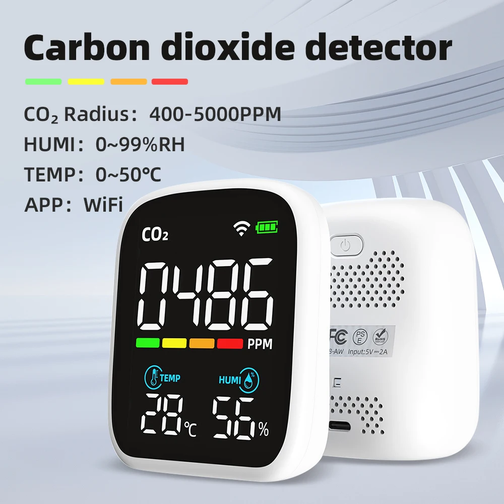 

3 in 1 WiFi APP Carbon Dioxide Detector Temperature Humidity PM2.5 Gas Monitor Air Quality Tester CO2 Meter Rechargeable