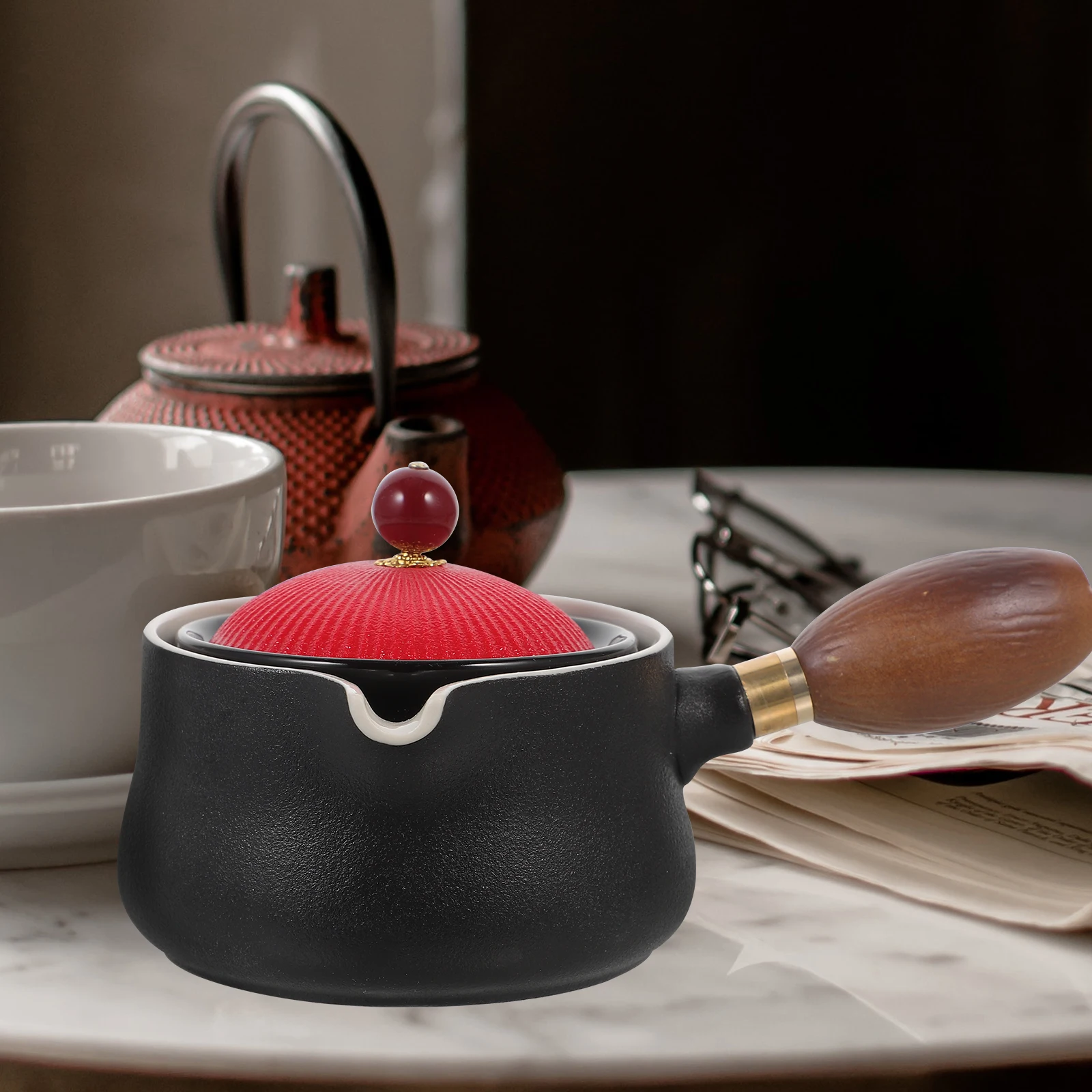 

Side Pot Rotatory Teapot Porcelain with Infuser Chinese Handle Ceramic Making Stovetop Loose for Leaf