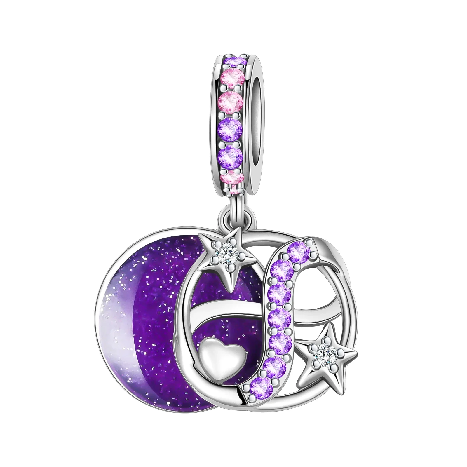 925 Silver Purple Series Scorpio Witches Demon Love Heart Fit Pandora Original Bracelet Charm Necklace Beads for Jewelry Making