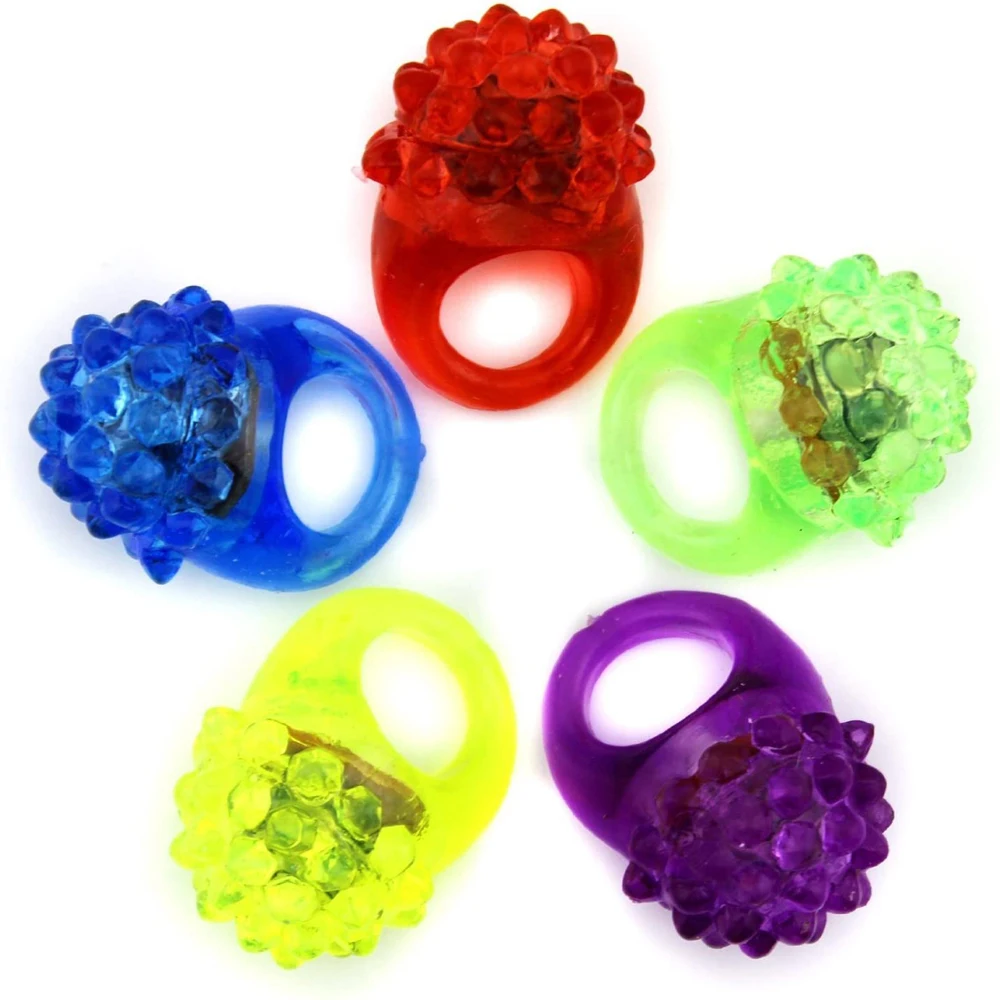 Juguetes, regalo de cumpleaños, anillo de dedo colorido que brilla en la oscuridad, anillos luminosos, anillos LED intermitentes, anillo de gelatina acolchado, juguetes iluminados