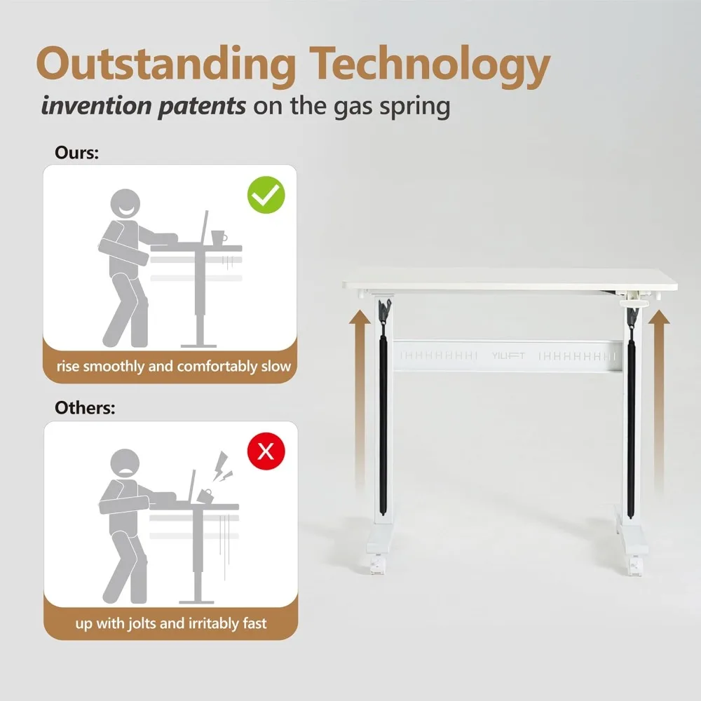 مكتب قائم بارتفاع لاسلكي قابل للتعديل مع عجلات دوارة للتنقل وتوافق وسادة المشي #4