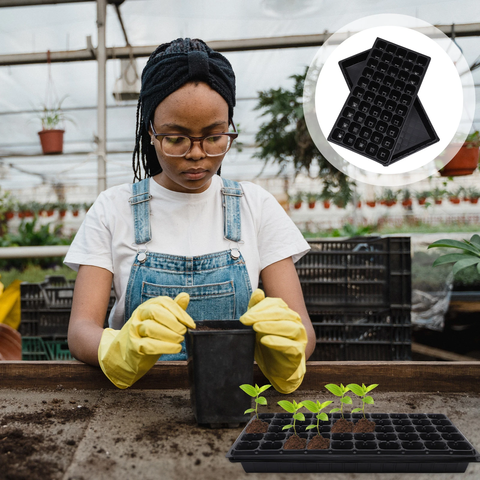 

4Pcs Plants Starter Trays Durable Suitable for Indoor Outdoor Germination Growing Nursery Gardening Accessories