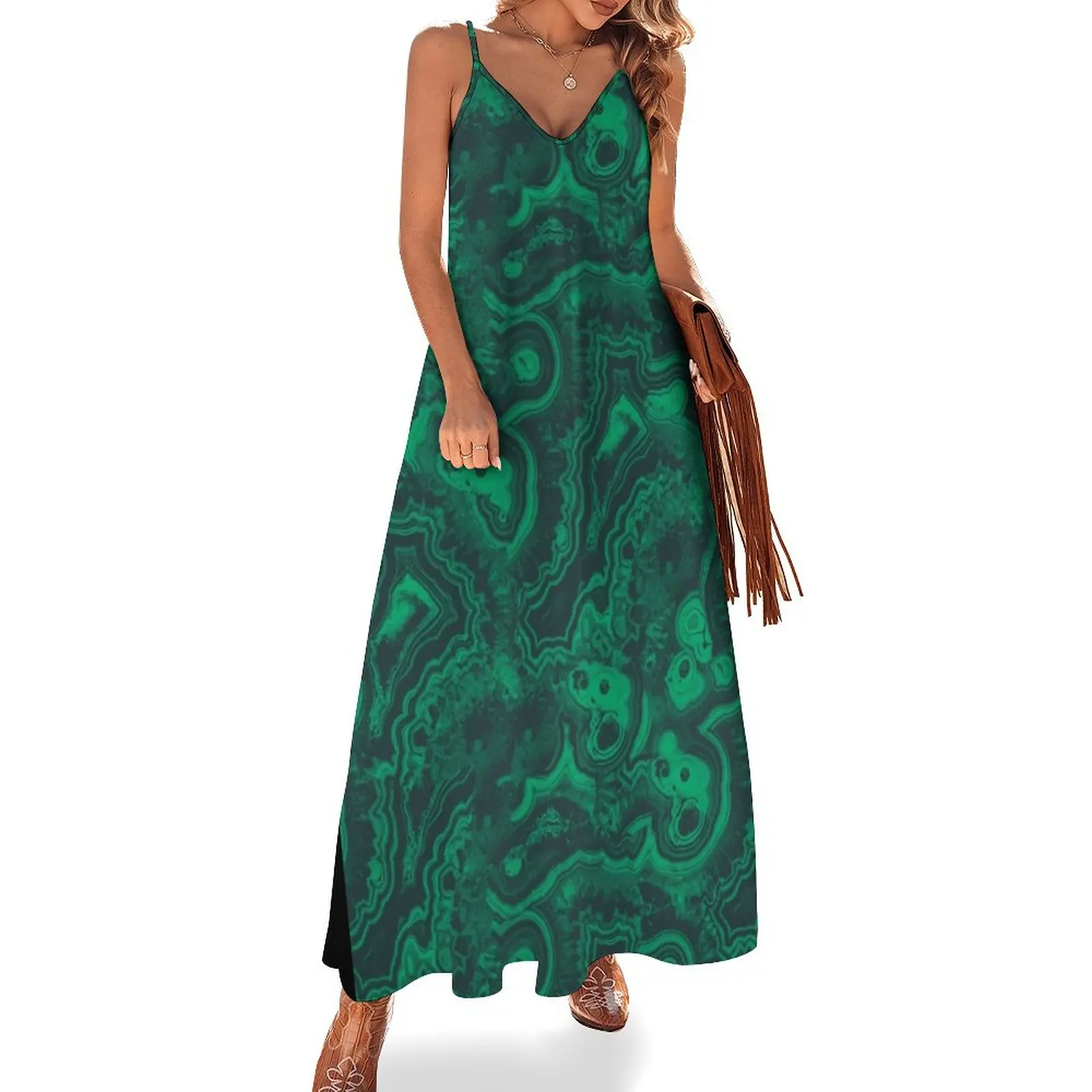 

Malachite Print Sleeveless Dress summer outfits for women 2024 summer woman dress 2024