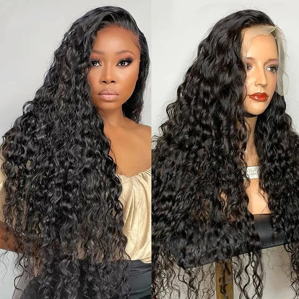 Rosabeauty Deep Wave Nature Color 250% Density 13x4 HD Lace Front Human Hair Wigs 5X5 Preplucked Glueless  Curly Wigs 40 Inches