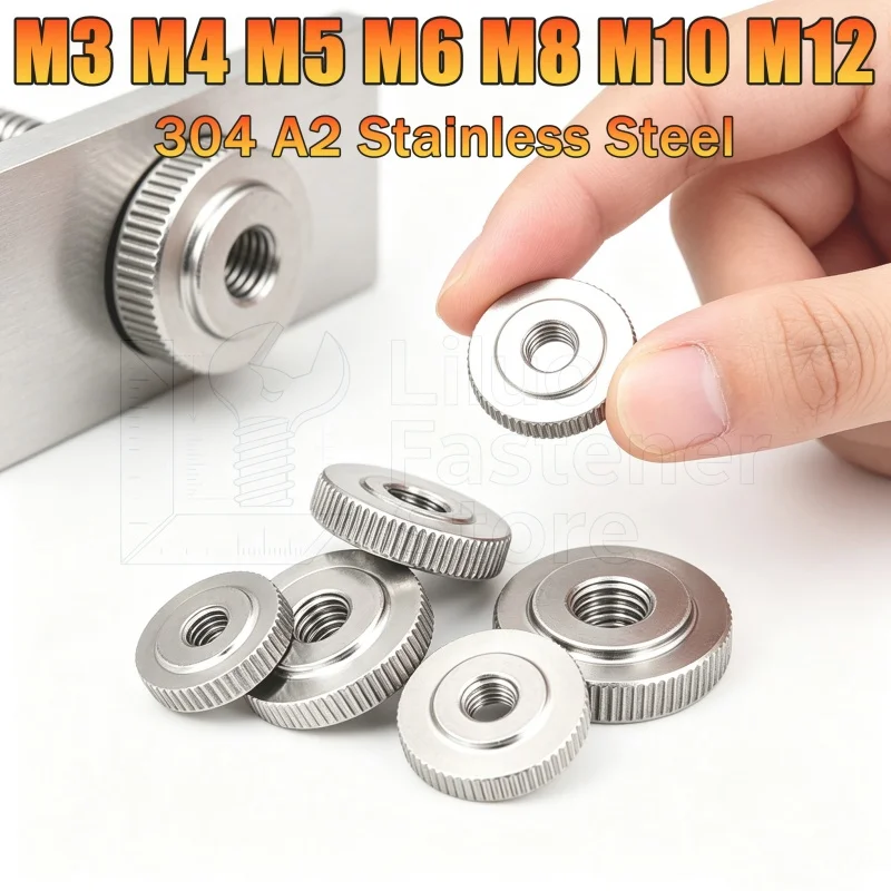 1-50pcs GB807 304 Stianless Steel Small Step Hand Tighten Nut M3 M4 M5 M6 M8 M10 M12 Knurled Thin Thumb Nuts Adjustment Nuts
