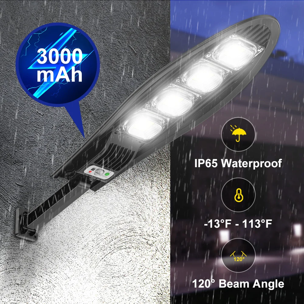 168 LED Super Bright Outdoor Solar Lamp 3000mAh IP65 Waterproof Street Lights Motion Sensor Garden Yard Wall Light