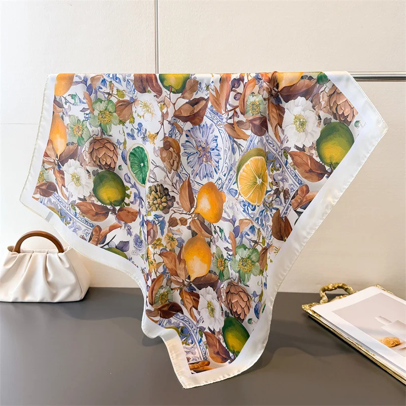 

Square Scarf For Women Printed Silk Scarves Bandanas Luxury Hijab Neckerchief Hair Band Elegant Shawl Wraps Lady's