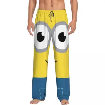 Pantalones de pijama de dibujos animados para hombre, ropa de dormir con estampado personalizado, Minions, con bolsillos