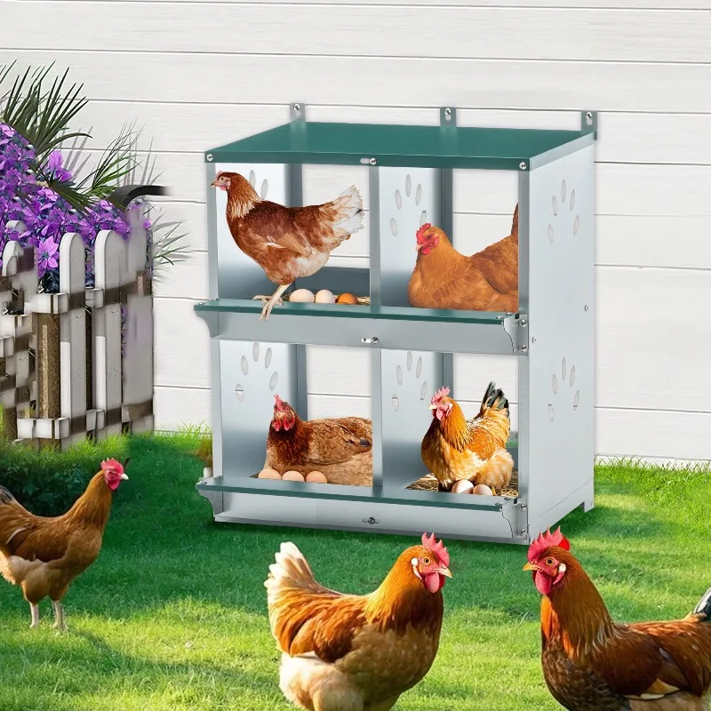 4 grid chicken nest box, metal chicken nest box, wall-mounted egg laying box, suitable for different breeds of chickens
