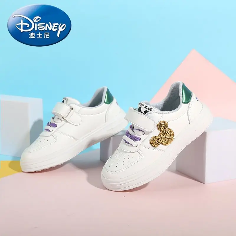 Mickey Mouse Girls Casual White Shoes New Four Seasons Joker Children A Pedal Non-slip Comfortable Wear-resistant Board Shoes