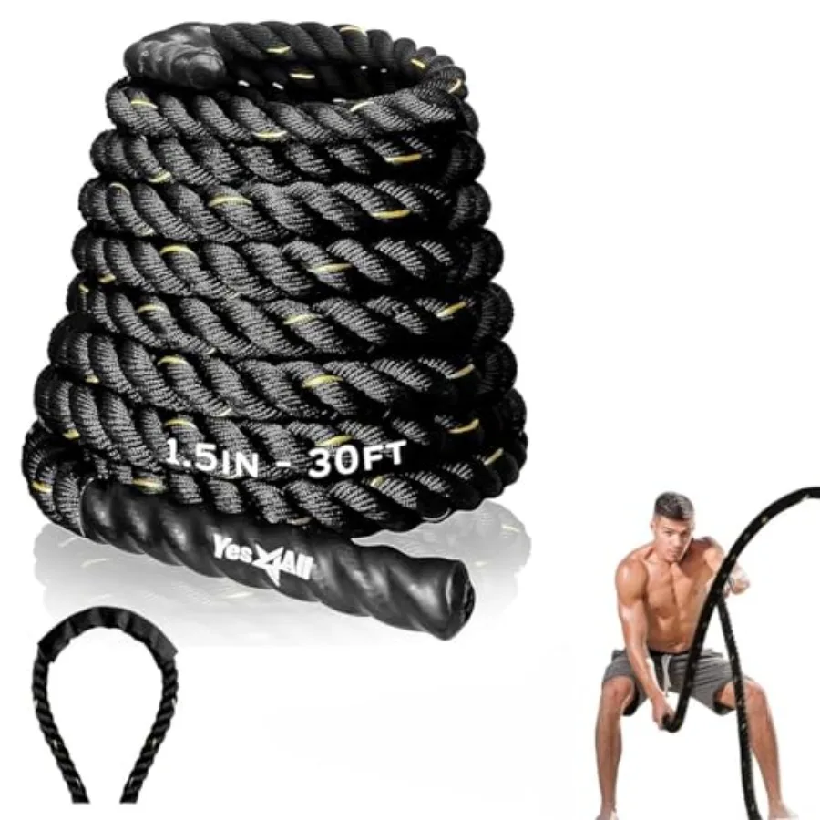 

2 ch Battle Ropes with Extra Protective Sleeve Workout Ropes for CrossTrag Home Gym and Fitness Exercises Strength Training - 3
