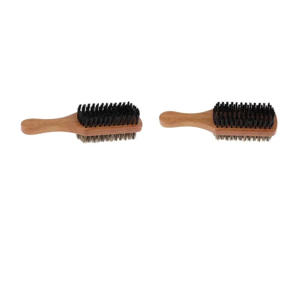 

2Pieces Dual Sides Antistatic Beard Cleaning Smoothing Brush W/Wood Handle