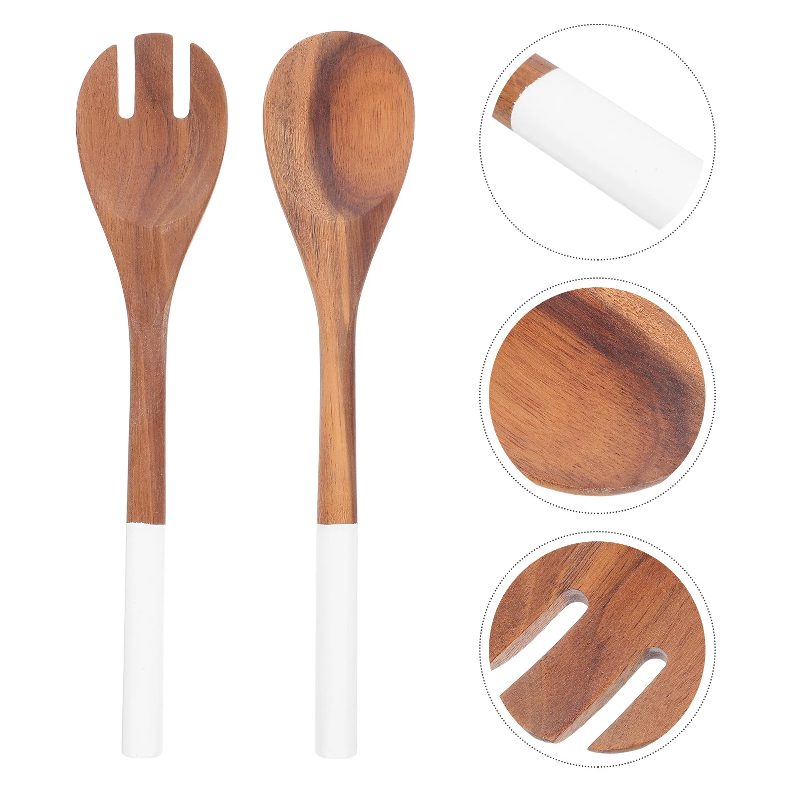 

2Pcs Wooden Salad Spoon Fork Non-Stick Kitchen Utensils for Stirring Serving Mixing Smooth Handle Comfortable Grip Cooking