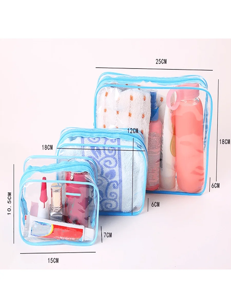1Pc Transparent Cosmetic Bag,Large Capacity Portable Toiletry Bag Cosmetic Bag Waterproof Makeup Bag With Zipper Gift For Women