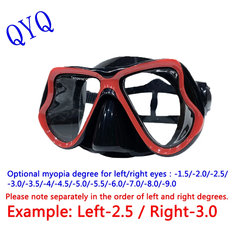 QYQ  Professional Snorkeling mask Optical myopic diving glasses adults can be fitted with myopic diving mask