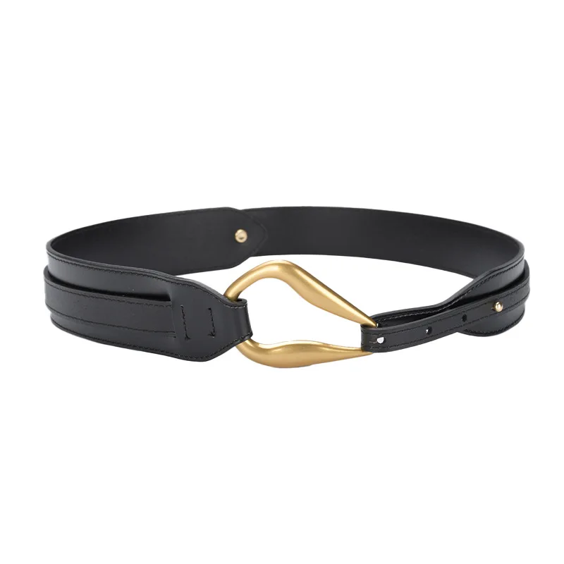 

Women's fashionable genuine leather decorative belt versatile coat sweater wide belt waist belt with dress