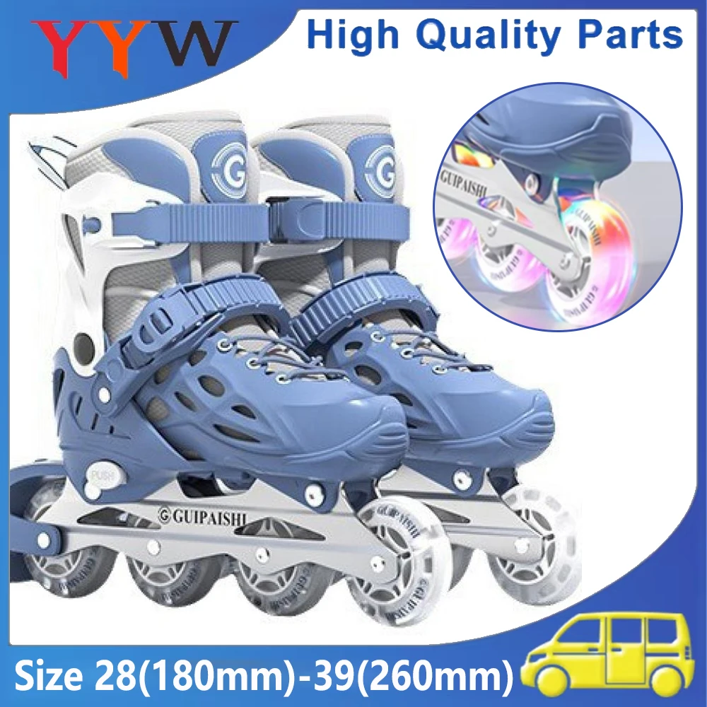 Adult Inline Roller Skates for Girls Boys Adjustable Size Light Up 4 Wheels Skate Shoes Women Men Outdoor Skating Sneakers Gifts