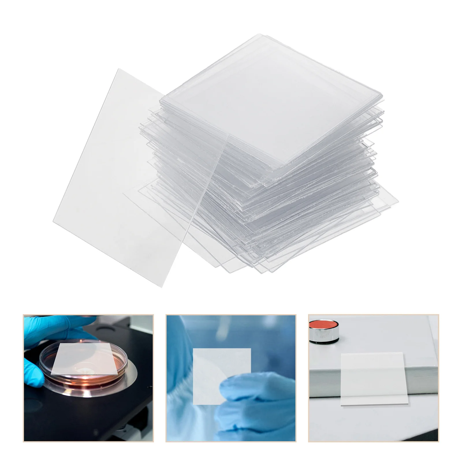 

100Pcs Plastic Blank Microscope Slides for Laboratory Use High Transmission Optical Slides 22x22mm Urine Test Sample Preparation