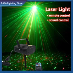 Przenośny Mini projektor laserowy R & G ze zdalnym efekt oświetlenia scenicznego regulacja Disco klub karaoke Party sterowanie głosem DJ Light