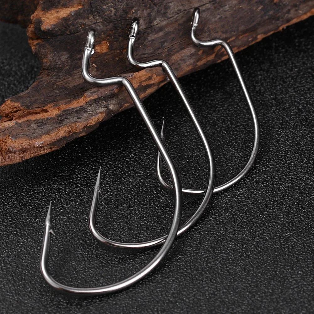 10Pcs Multifunctional Wide Gap Worm Fishing Hooks Home Garden Tools Jig Crank Offset High Carbon Steel Hook Barbed Fishhook