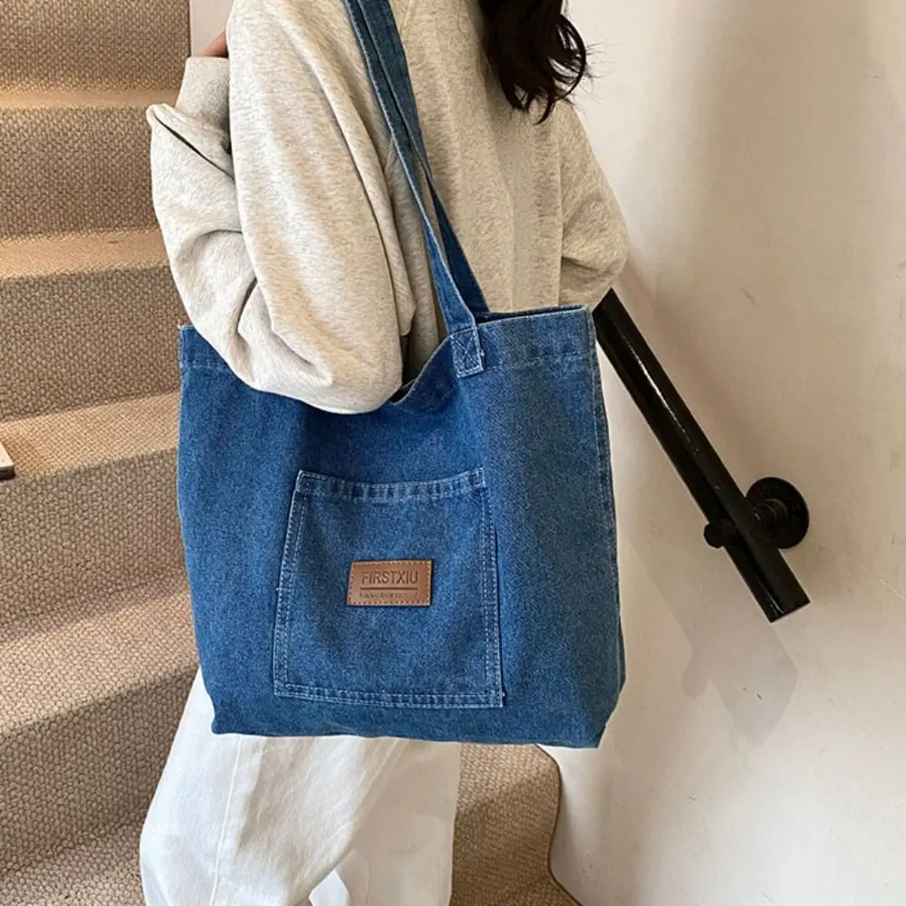 

Versatile Retro Denim Shoulder Bag Korean Style Handbag Cowboy Underarm bag Large Capacity Leisure Tote Bag Women