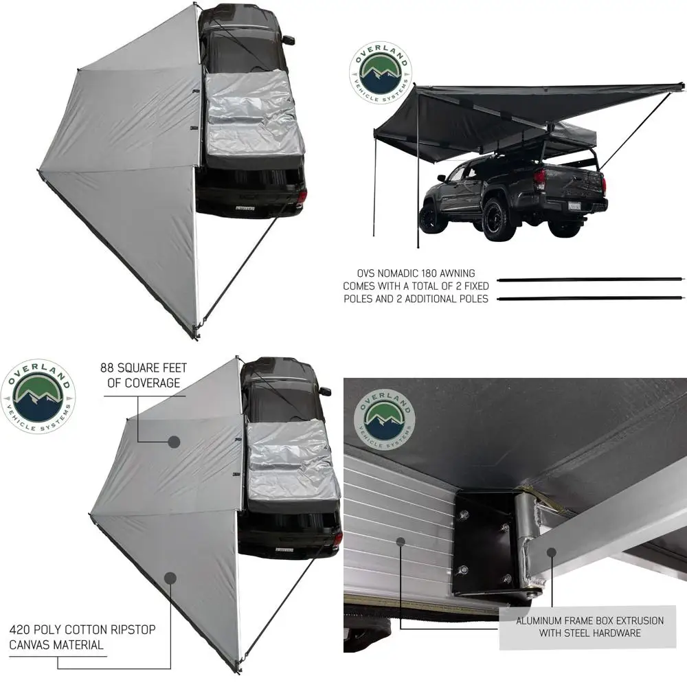 

Universal Dark Gray Awning with Black Travel Cover, 180 Inches, Nomadic Design for Outdoor Adventures
