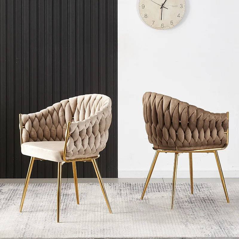 Furniture Restaurant Dining Chairs with Metal Legs Wholesale Modern Nordic Luxury Metal Gold Fabric Velvet Dinning Room Home