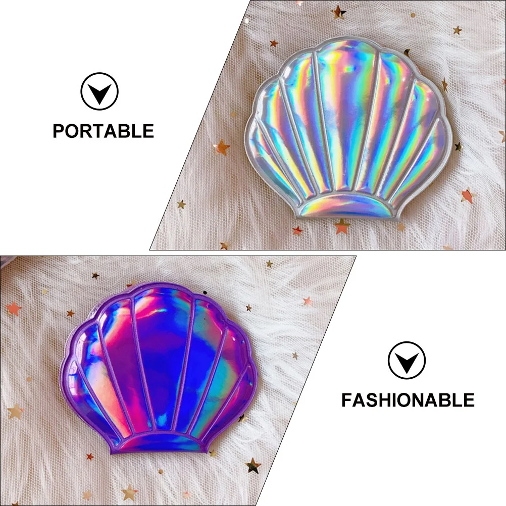 5 قطع فلاش شل مرآة صغيرة رائعتين مرآة اليد الصغيرة متعددة الوظائف قابلة للطي مقاومة للاهتراء للسفر ماكياج الأساسية